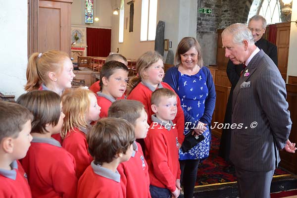 Ysgol Henry Richard Pupils meeting HRH The Prince of Wales in St David's Church