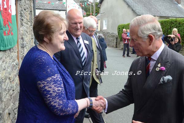 HRH The Prince of Wales greeting Landlady of The New Inn and Chairman of The Pub is the Hub