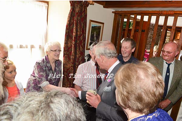 HRH The Prince of Wales meeting family and friends of the landlady at The New Inn
