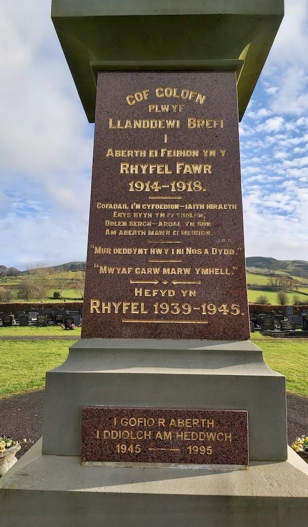 Llanddewi Brefi War Memorial-West face