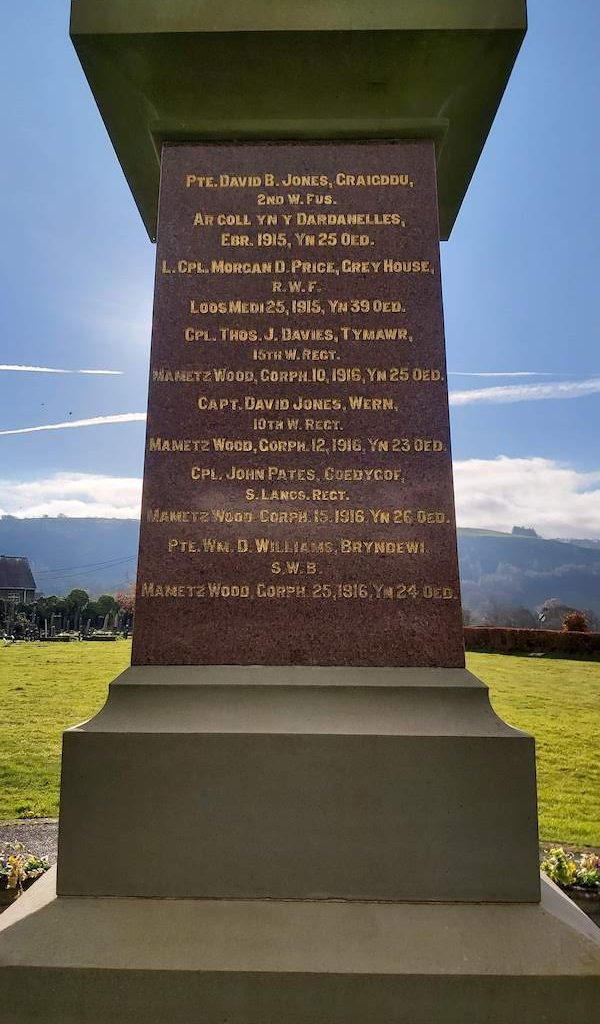 Llanddewi Brefi War Memorial-North face
